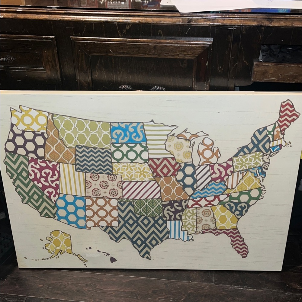 Colorful Patchwork USA Map Art
